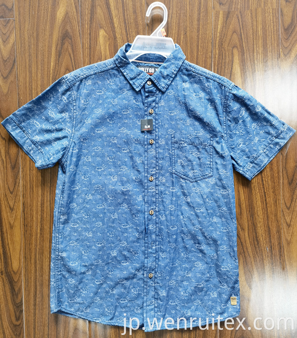 100 Cotton Men S Short Sleeve Shirting Dyed Printed Shirts